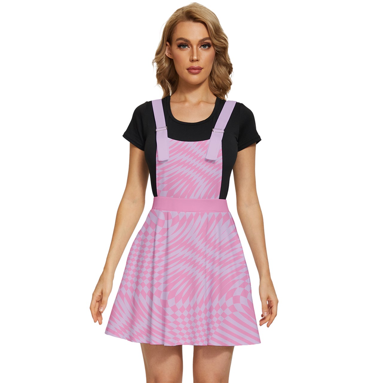 Digital Waves Apron Dress - Pink and Thistle