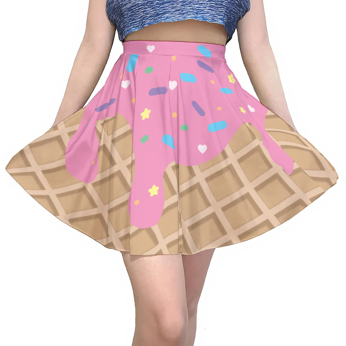 Kawaii Mini Skirt - Melting Ice Cream - Pink (XS-5XL)