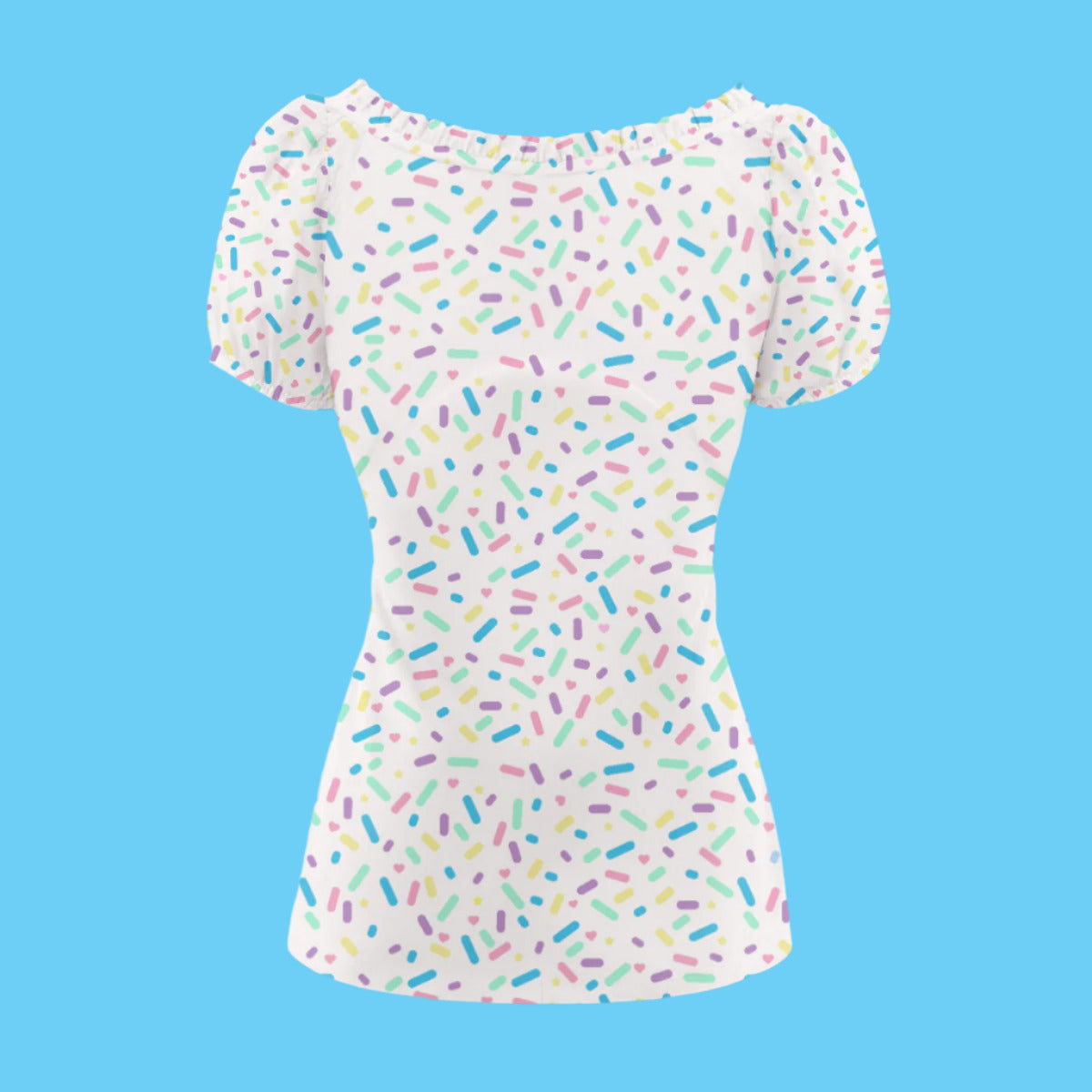 Sprinkle Party - Vanilla Puff Sleeve Pleated Shirt