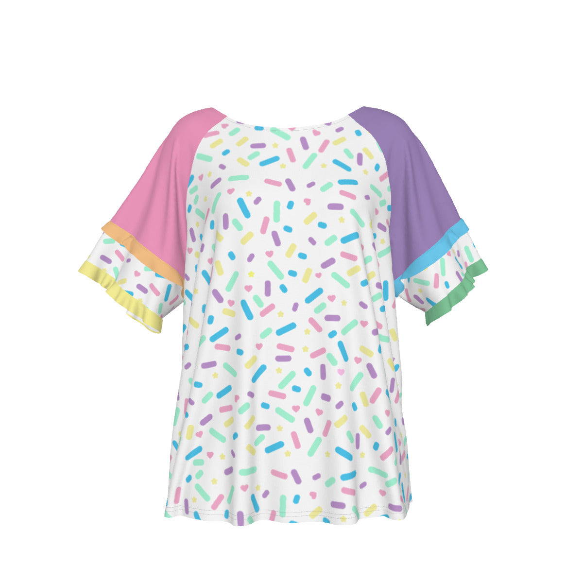 Sprinkle Party - Vanilla Round Neck Raglan Sleeve T-shirt