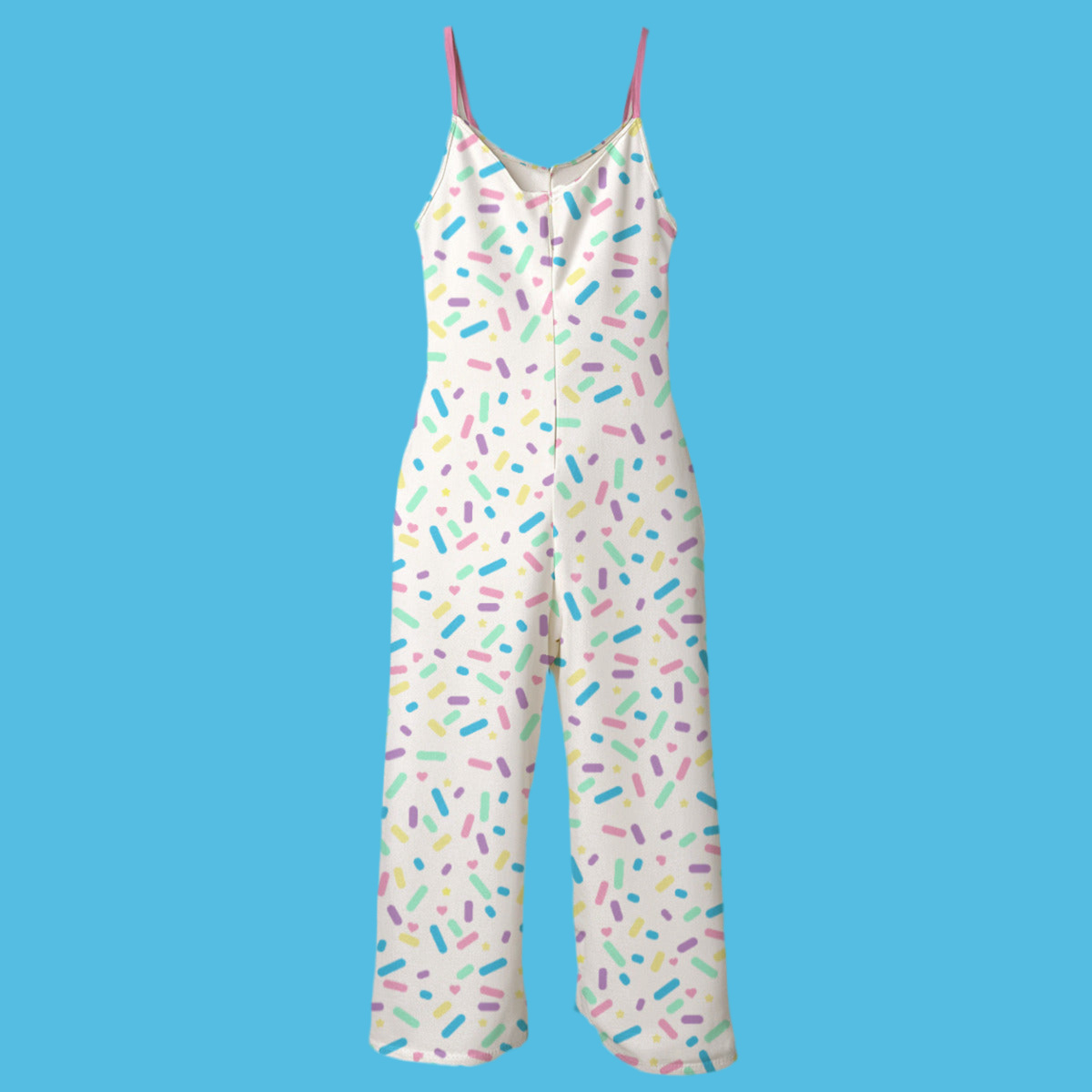 Sprinkle Party - Vanilla Spaghetti Strap Wide-Leg Jumpsuit