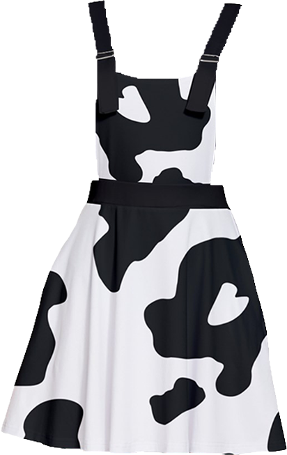 Cow Print Apron Dress in Black