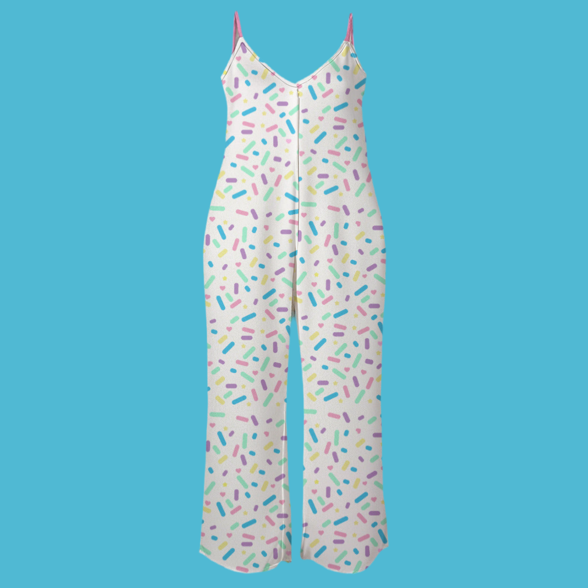 Sprinkle Party - Vanilla Spaghetti Strap Wide-Leg Jumpsuit