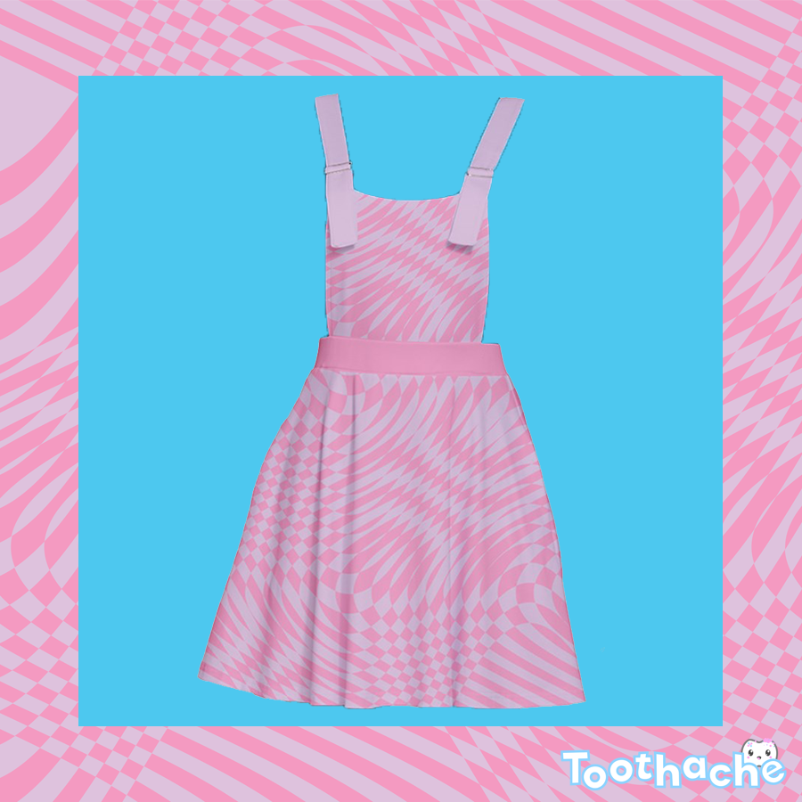 Digital Waves Apron Dress - Pink and Thistle