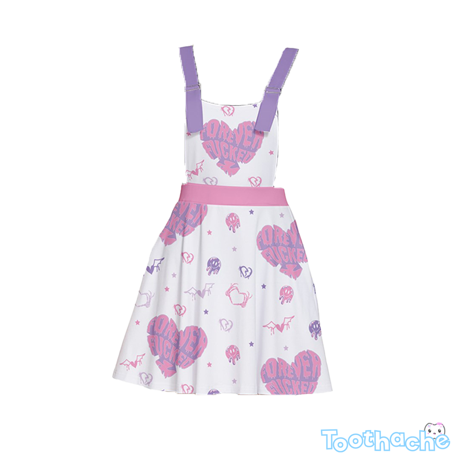 Forever FFFed Apron Dress - White