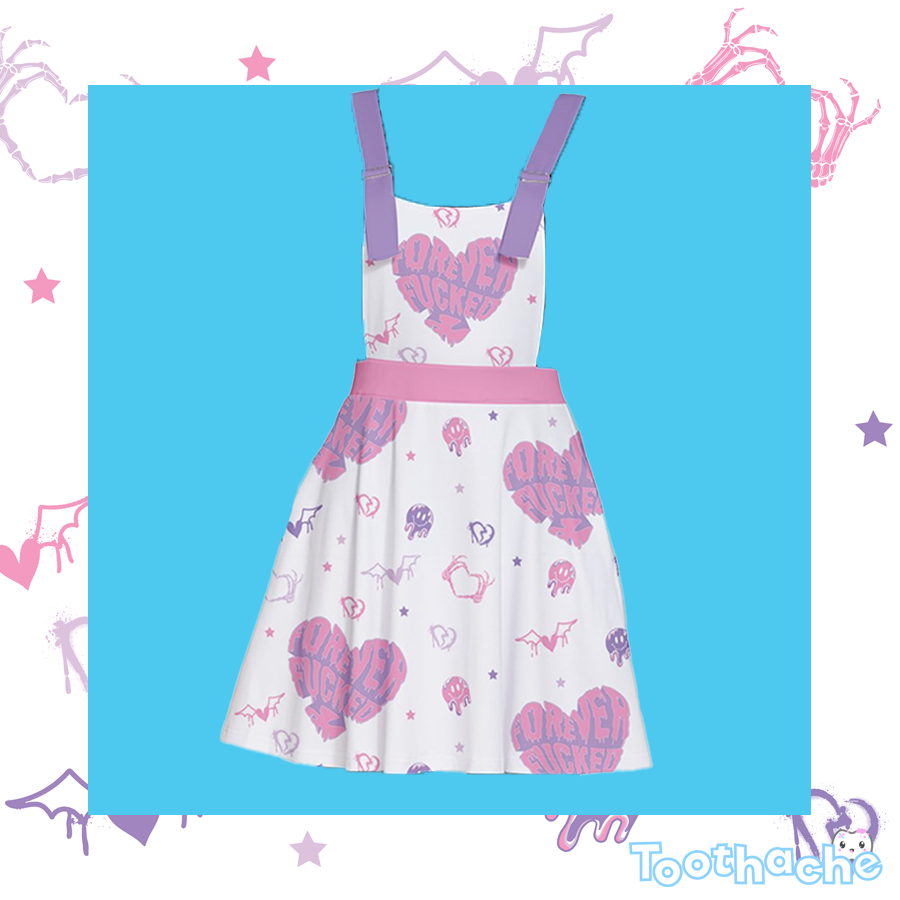 Forever FFFed Apron Dress - White
