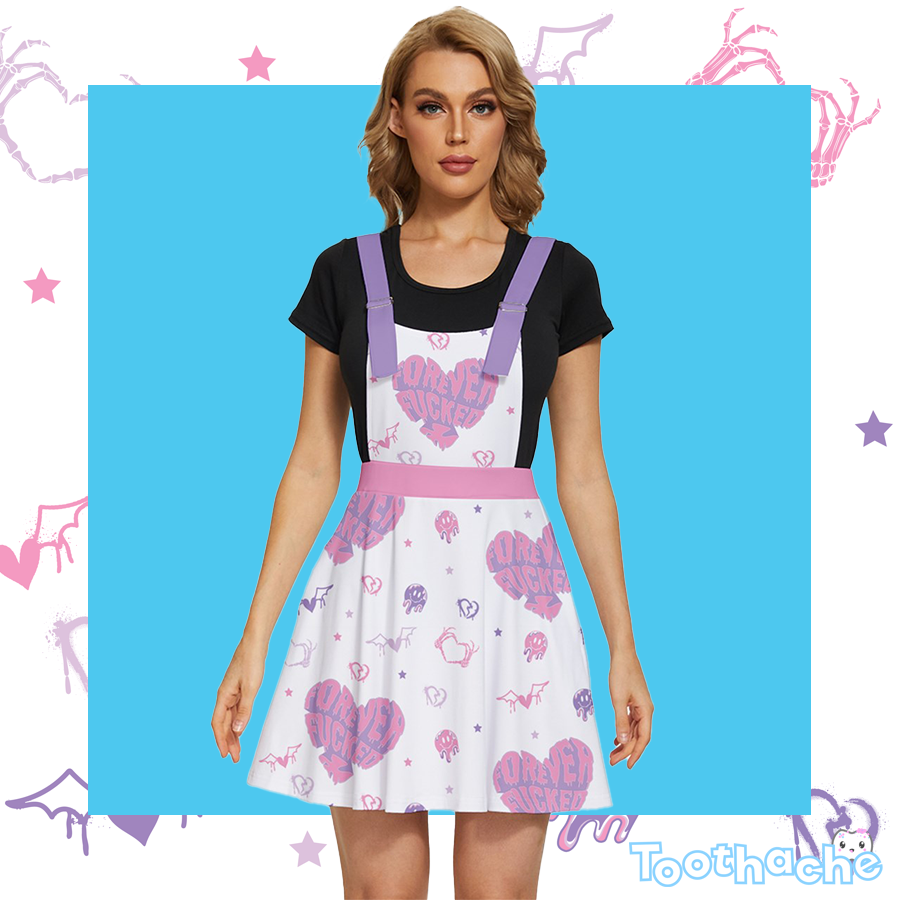 Forever FFFed Apron Dress - White