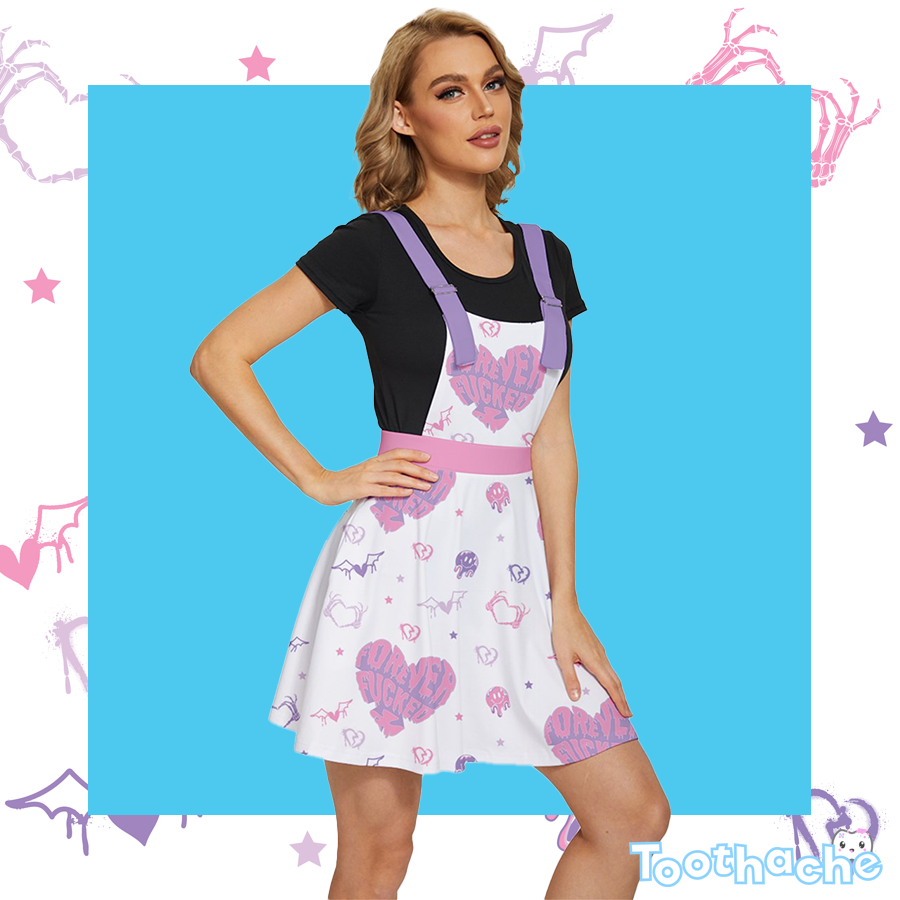 Forever FFFed Apron Dress - White