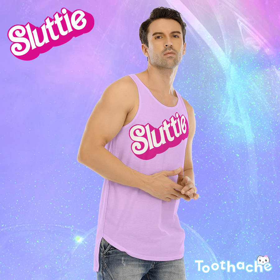 Friendly Dolly Men's Curved Hem Long Tank Top