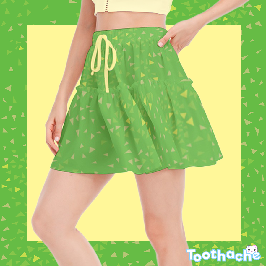 The Grass is Greener on My Island Ruffled Mini Skirt