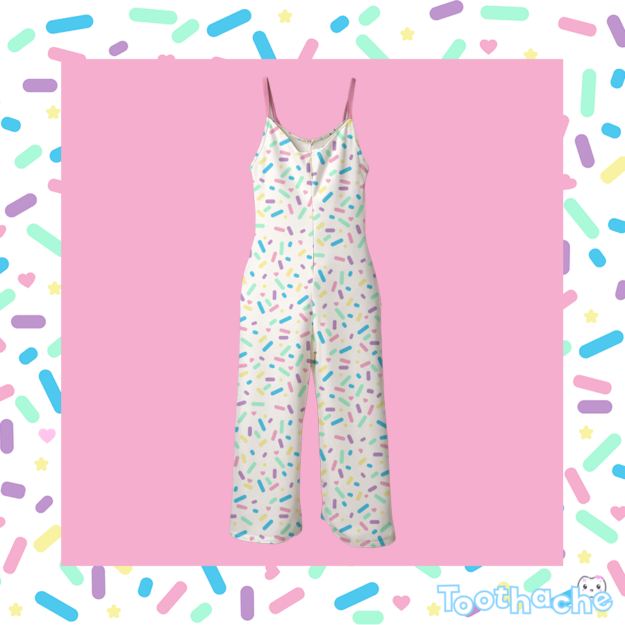 Sprinkle Party - Vanilla Spaghetti Strap Wide-Leg Jumpsuit