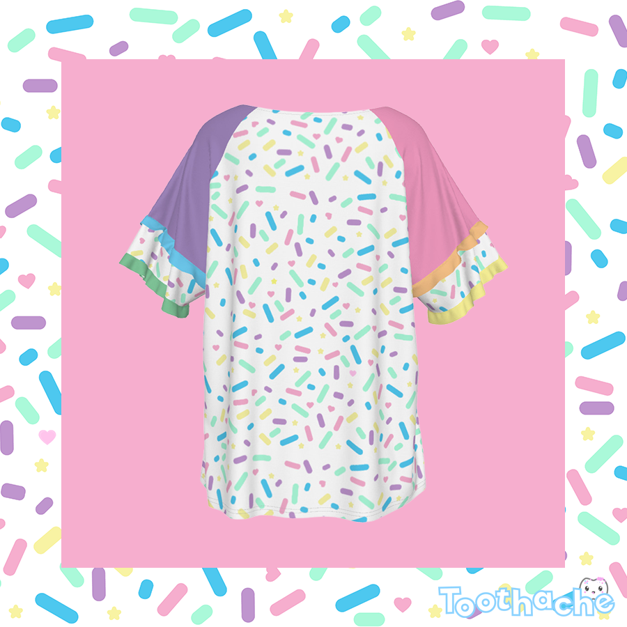 Sprinkle Party - Vanilla Round Neck Raglan Sleeve T-shirt
