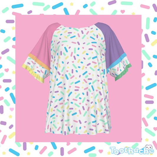 Sprinkle Party - Vanilla Round Neck Raglan Sleeve T-shirt