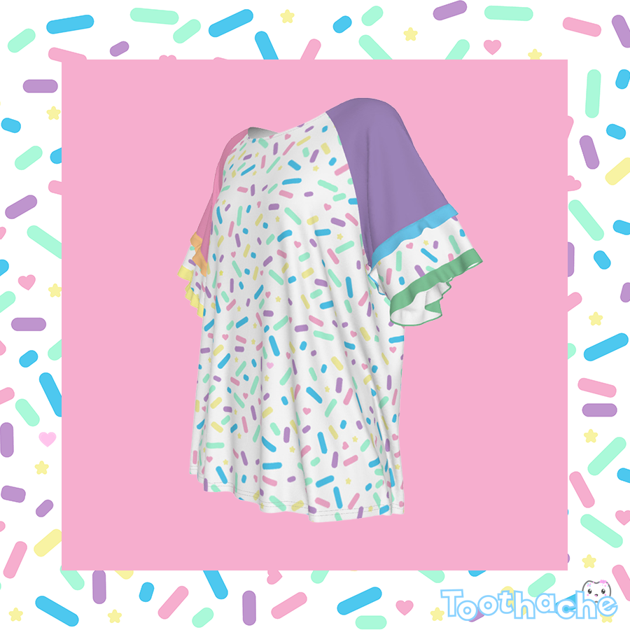 Sprinkle Party - Vanilla Round Neck Raglan Sleeve T-shirt
