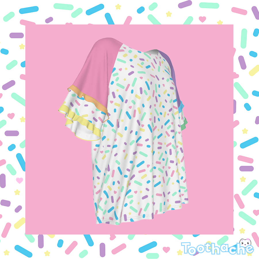 Sprinkle Party - Vanilla Round Neck Raglan Sleeve T-shirt