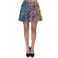 Leopard Print Skater Skirt - Black Spots on Rainbow