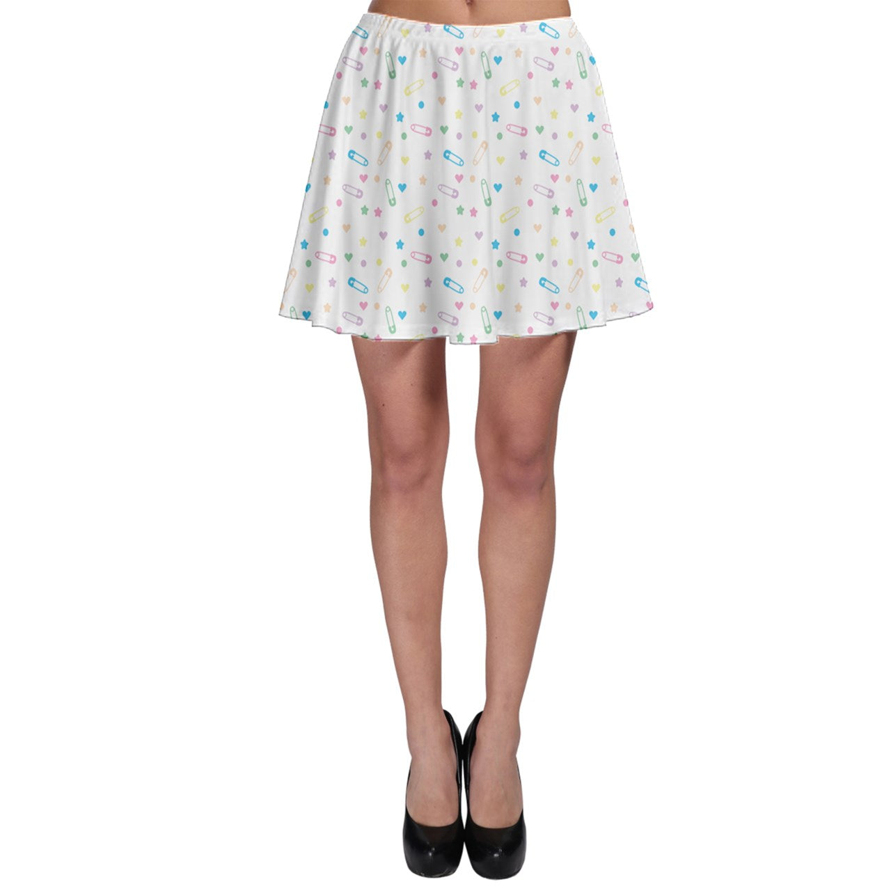 Block and Pink Skater Skirt - White