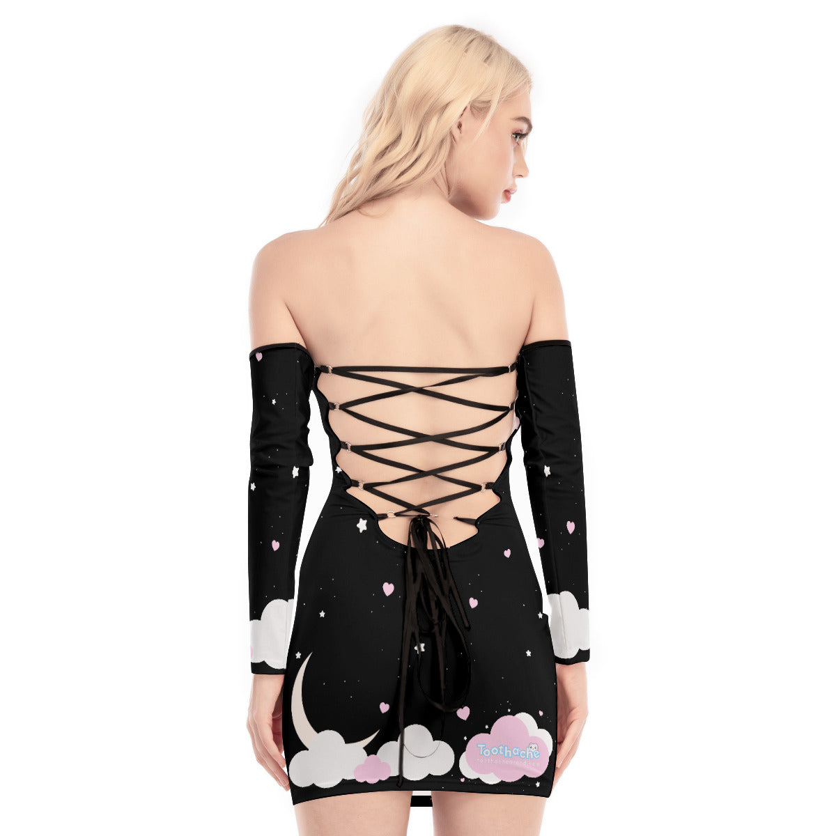 Pastel Midnight Whispers Tube Top Lace-up Dress