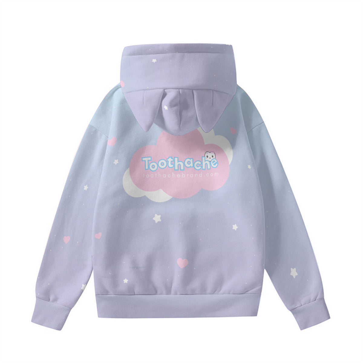 Toothache Logo Pastel Pullover Hoodie with Cat Ears