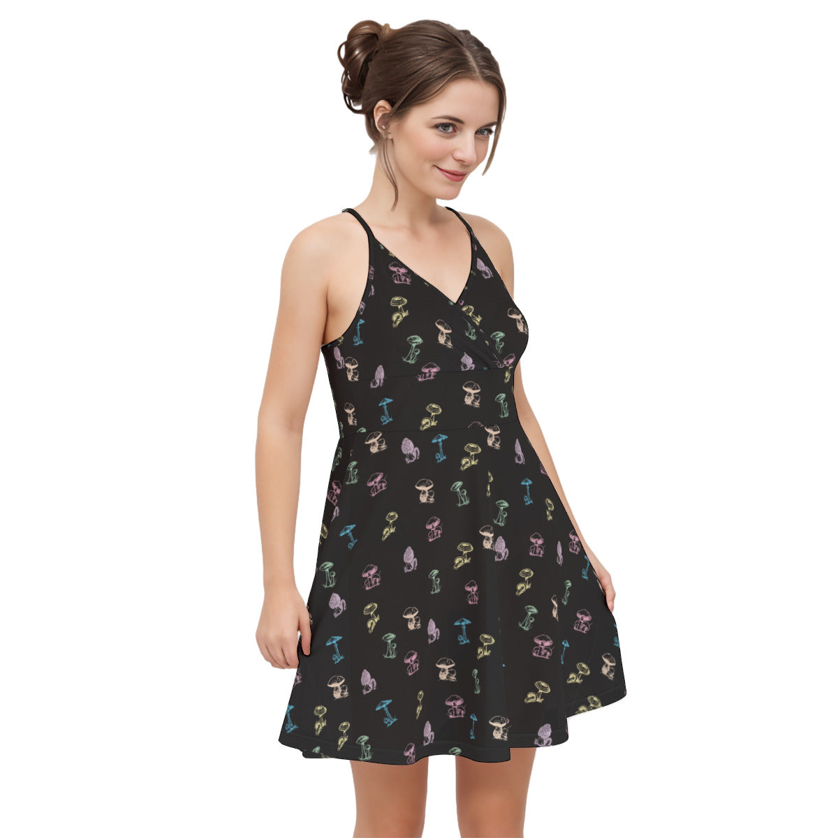 Enchanted Mycology Cross Cami Dress - Black