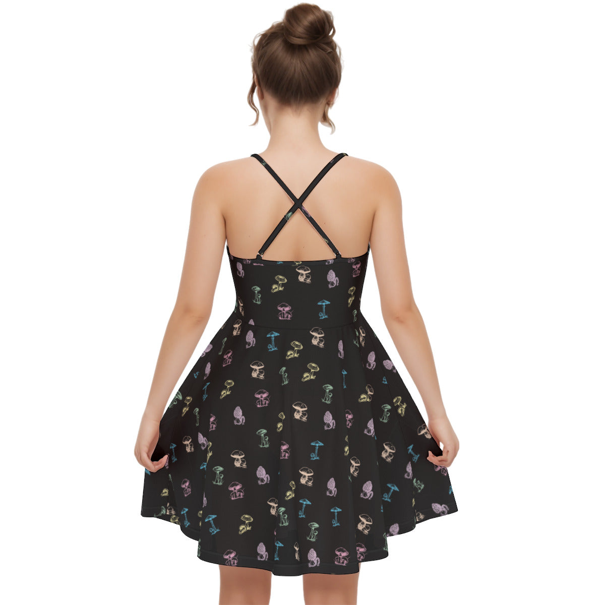 Enchanted Mycology Cross Cami Dress - Black