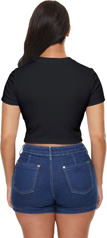 Basic Witch Side Button Crop Top - Black