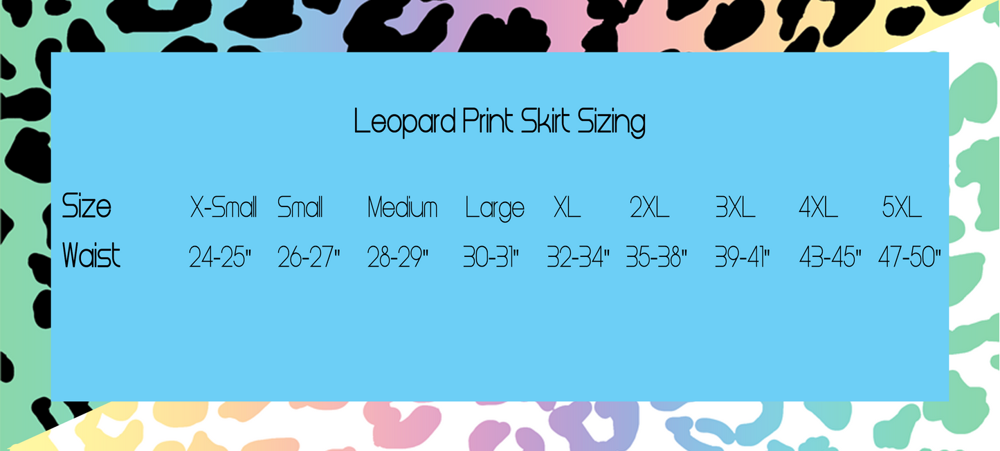 Leopard Print Mini Skirt - Black Spots on Rainbow