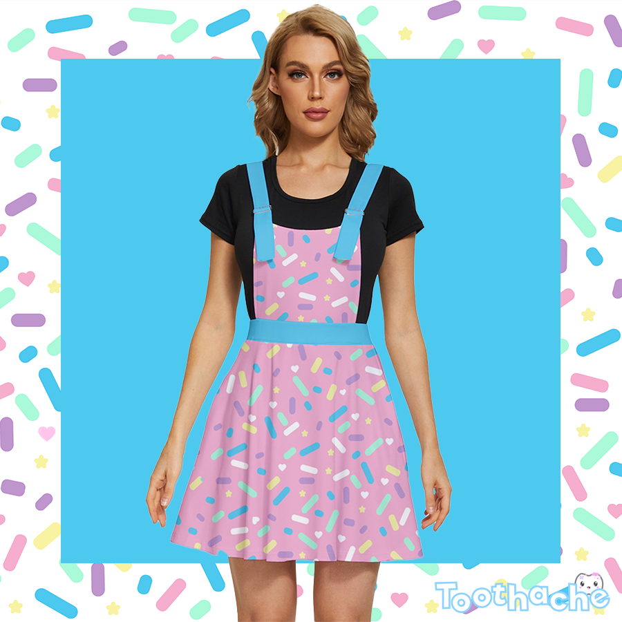 Sprinkle Party Apron Dress - Strawberry