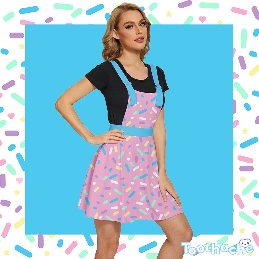 Sprinkle Party Apron Dress - Strawberry