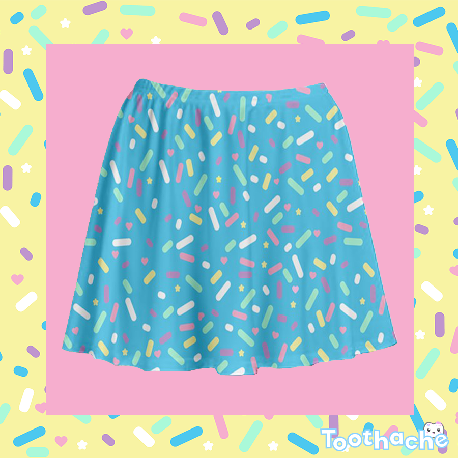 Sprinkle Party Skater Skirt - Blueberry