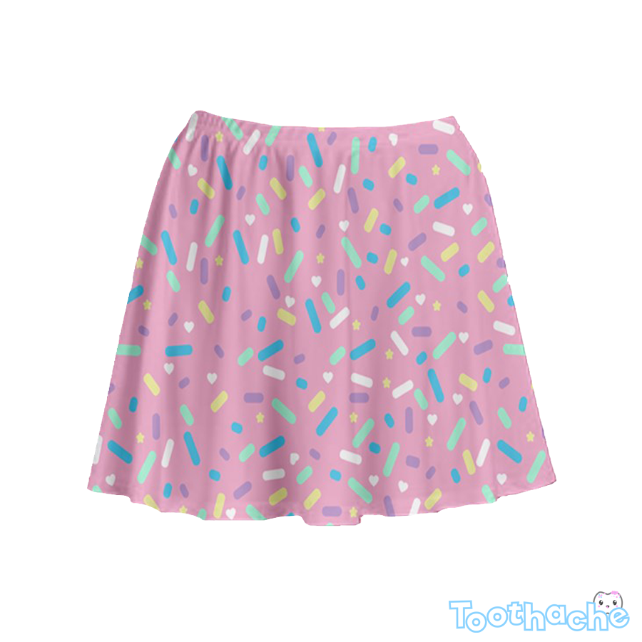Sprinkle Party Skater Skirt - Strawberry