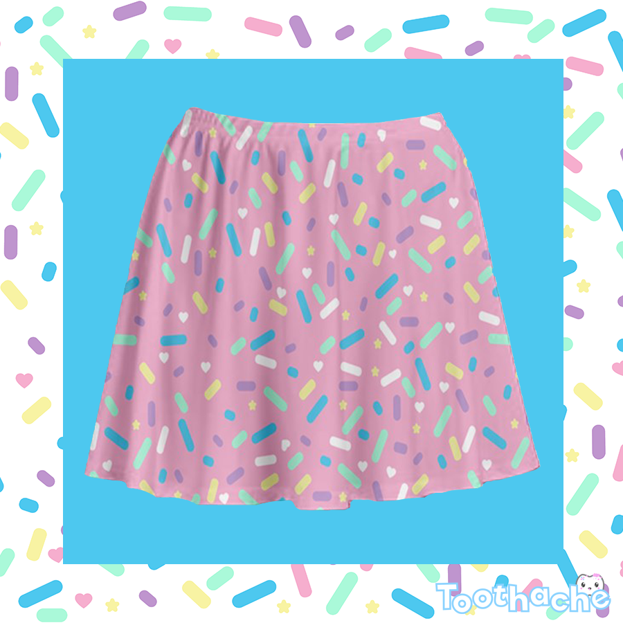 Sprinkle Party Skater Skirt - Strawberry