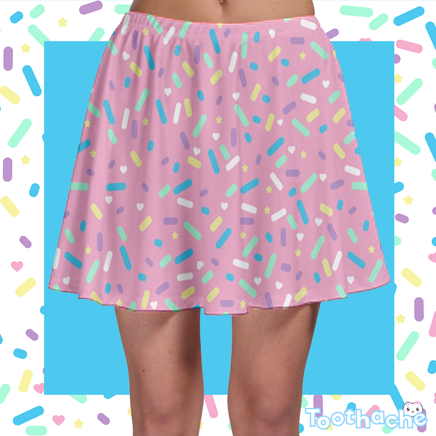 Sprinkle Party Skater Skirt - Strawberry