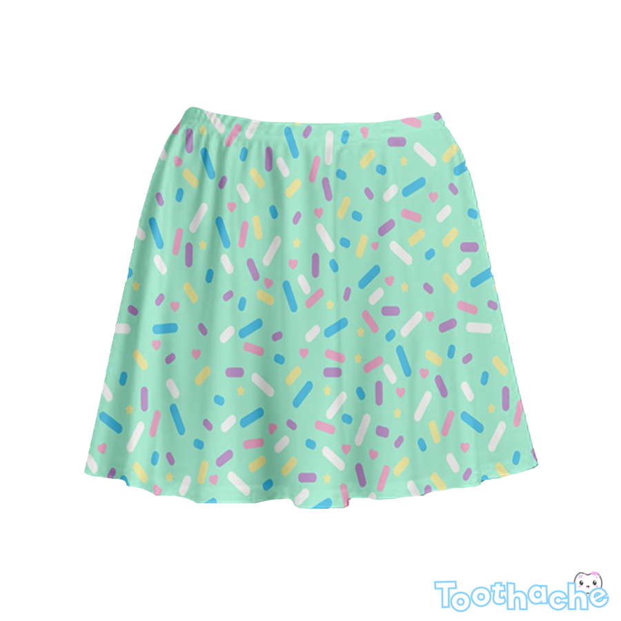 Sprinkle Party Skater Skirt - Mint