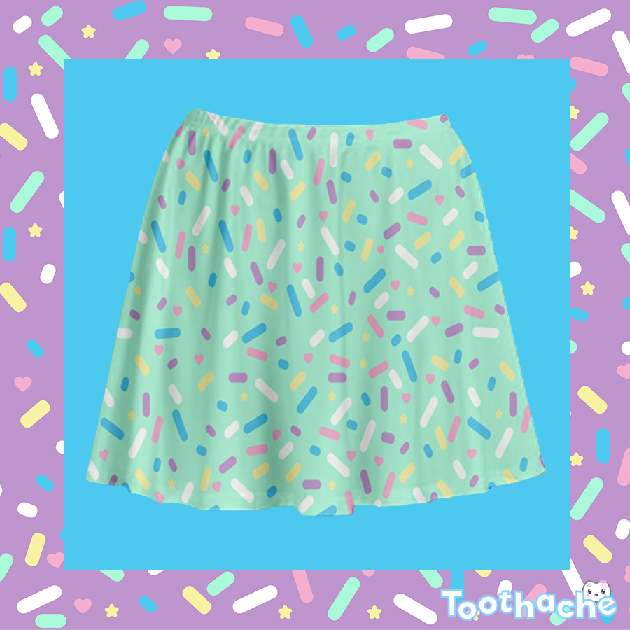Sprinkle Party Skater Skirt - Mint
