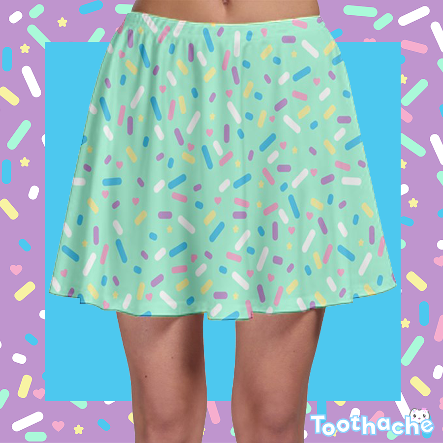 Sprinkle Party Skater Skirt - Mint