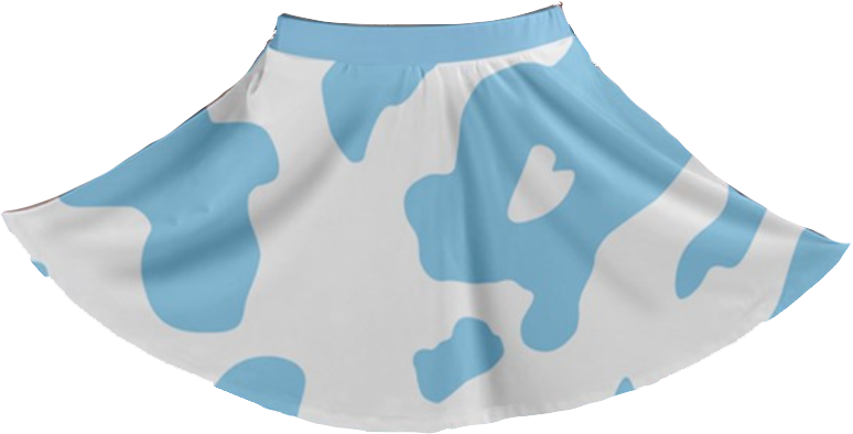 Cow Print Mini Skirt -Blue