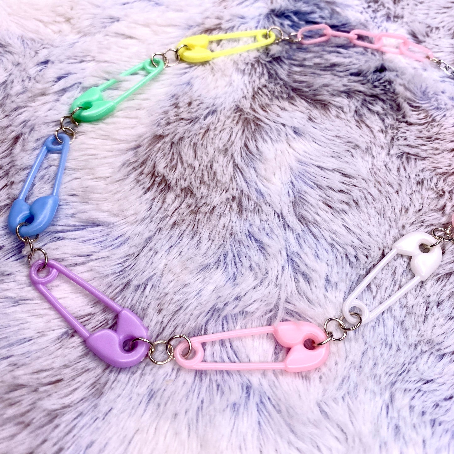Pins and Blocks Pastel Safety Pin Necklace