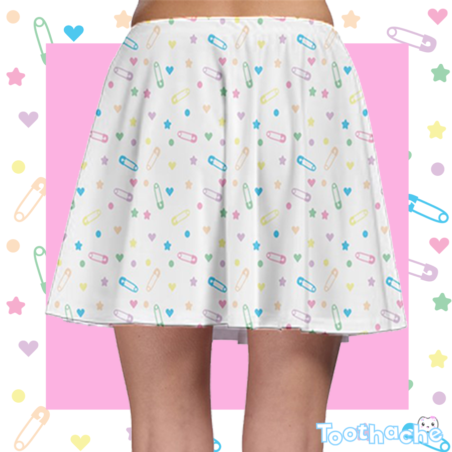 Block and Pink Skater Skirt - White