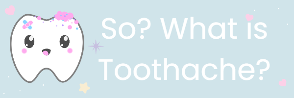 Toothache Logo - a cartoon tooth with bandages and gunk on it, the words Toothache appear under.