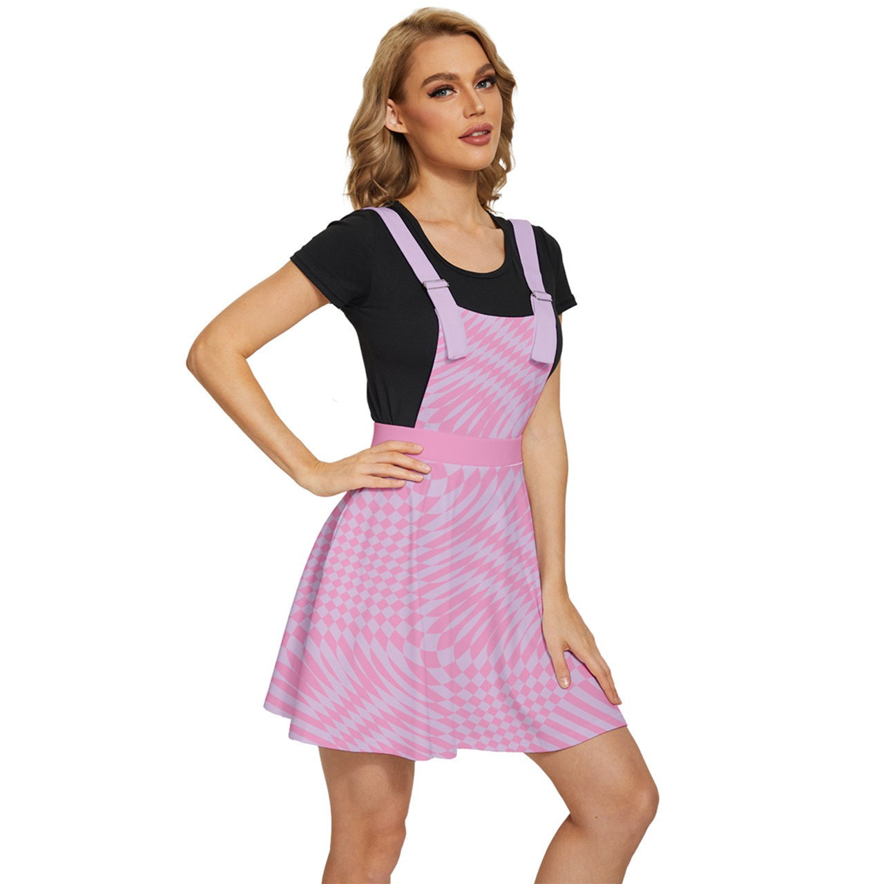 Digital Waves Apron Dress - Pink and Thistle