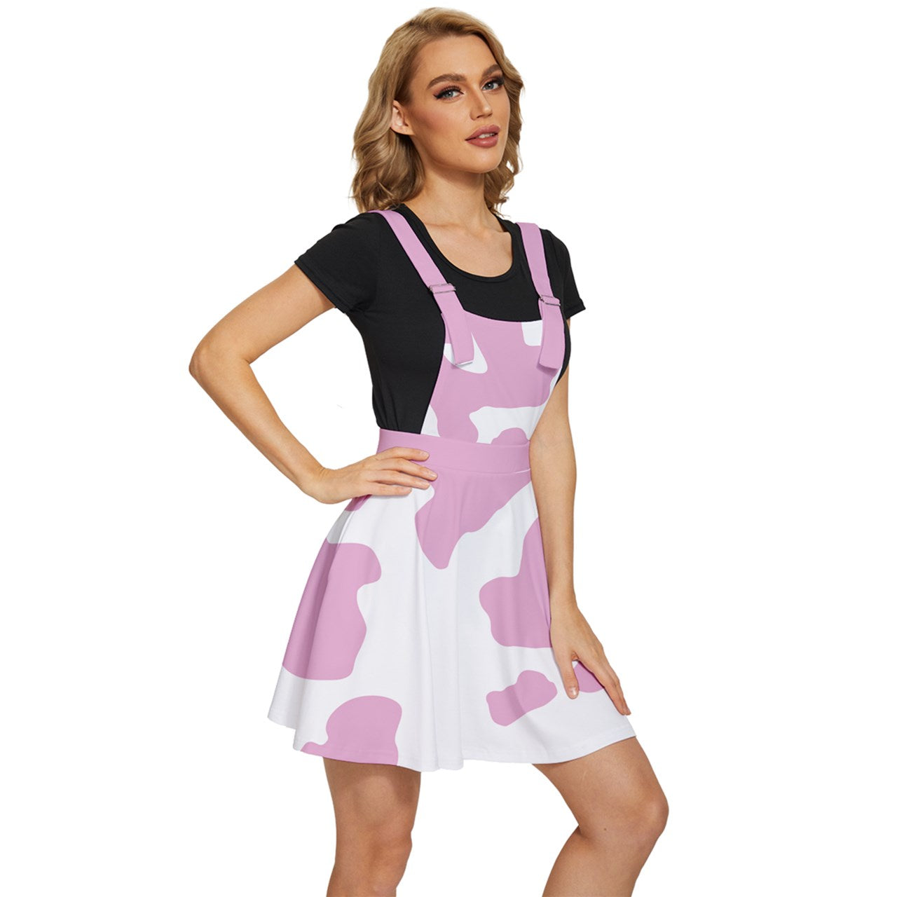 Cow Print Apron Dress in Pink