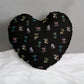 🍄 Enchanted Mycology: Heart-Shaped Throw Pillow - Black