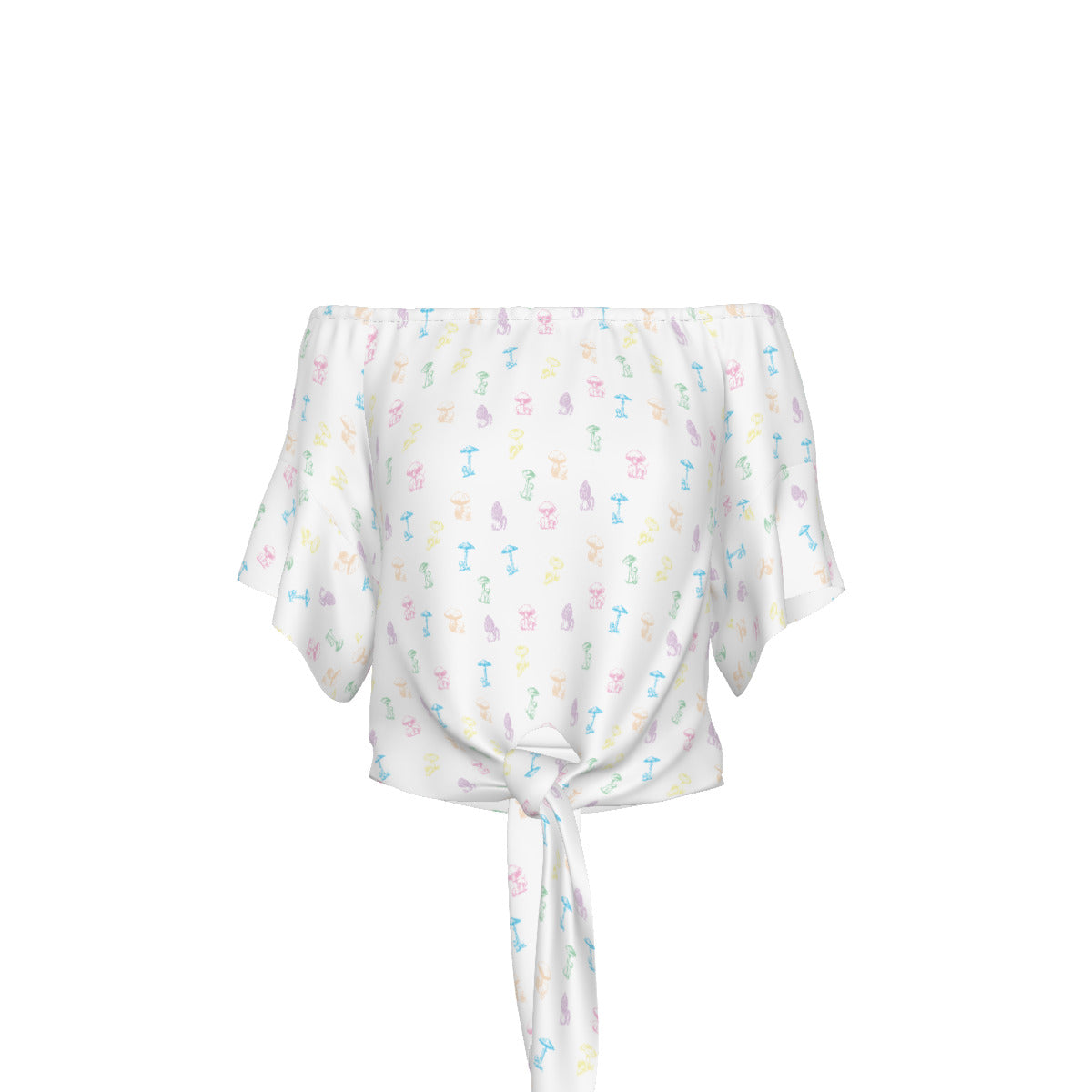 🍄 Enchanted Mycology: Bell Sleeve Blouse - White