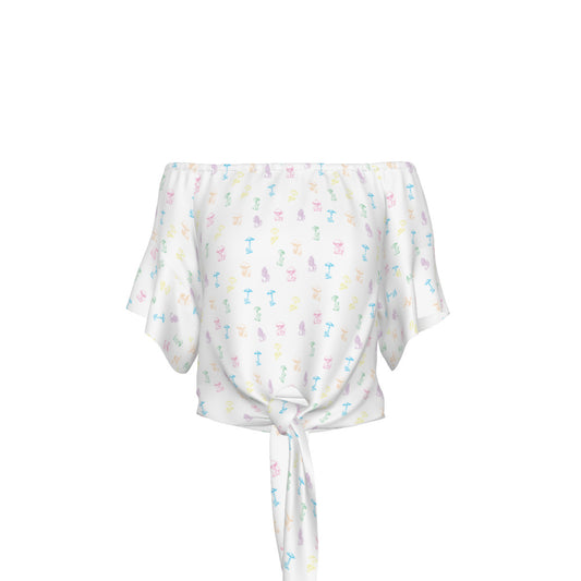 🍄 Enchanted Mycology: Bell Sleeve Blouse - White