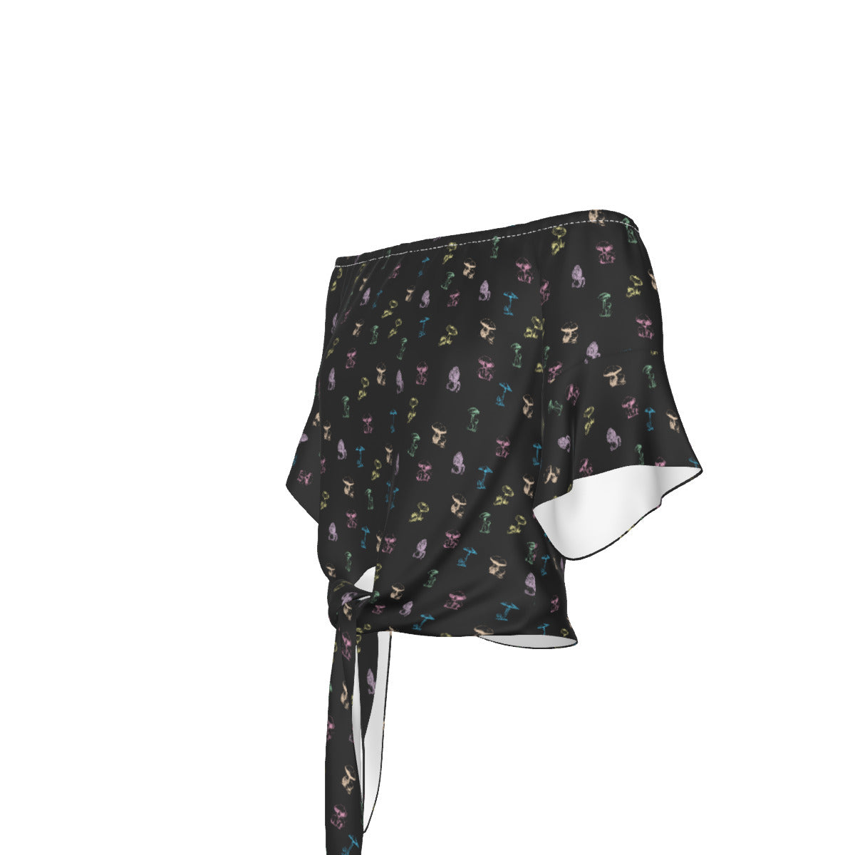 🍄 Enchanted Mycology: Bell Sleeve Blouse - Black