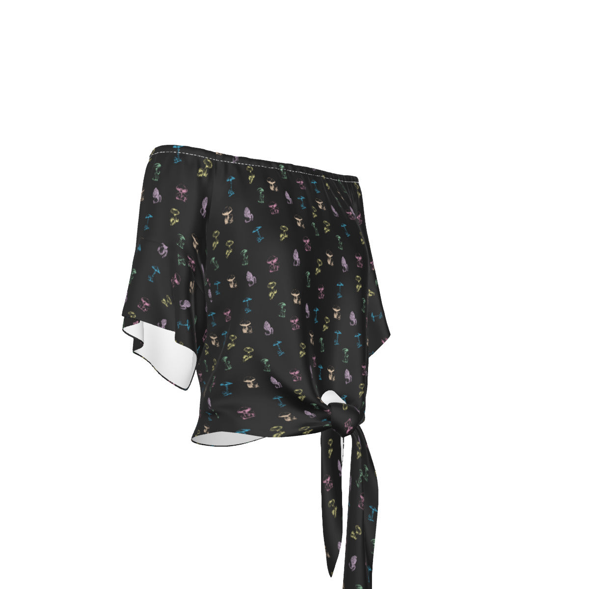 🍄 Enchanted Mycology: Bell Sleeve Blouse - Black