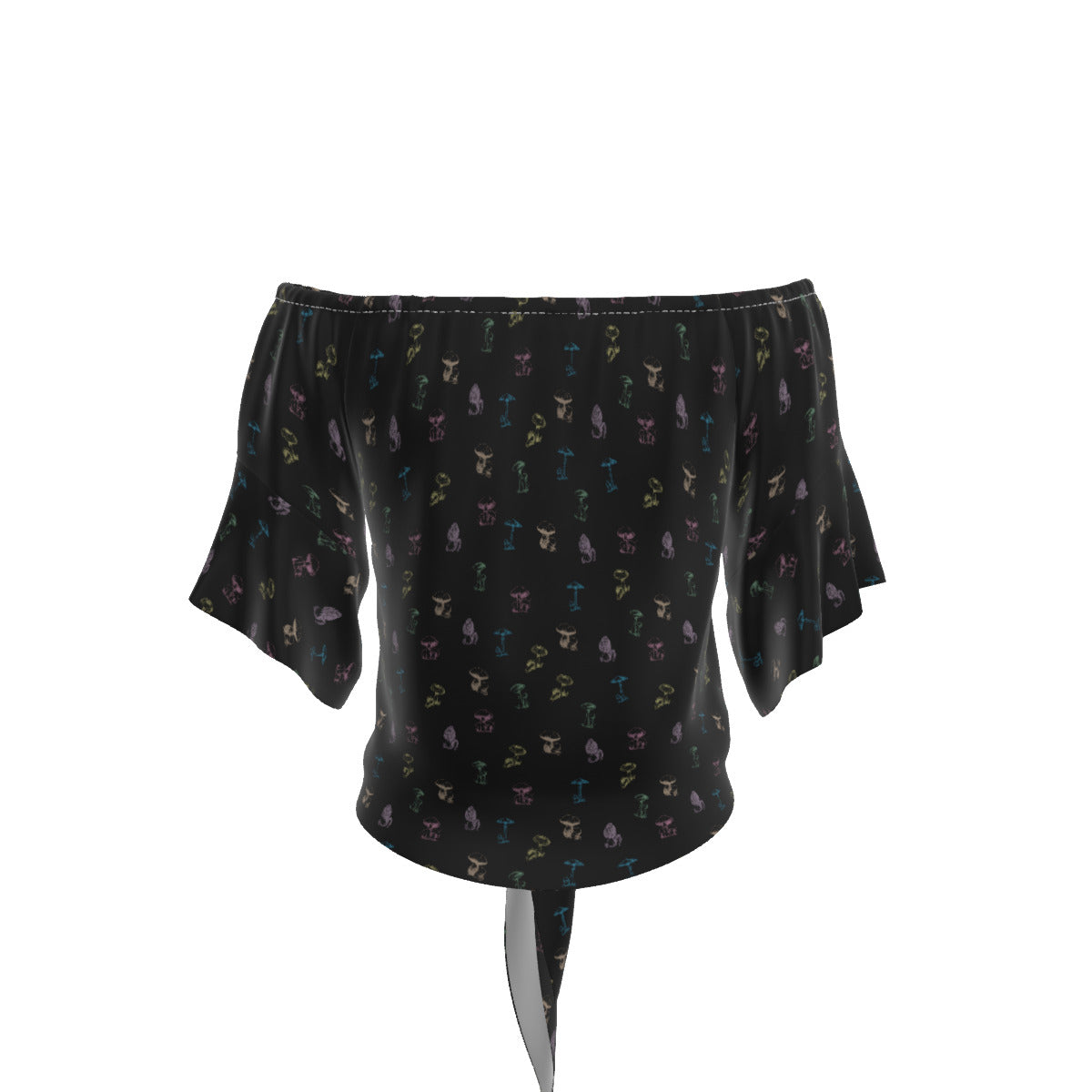 🍄 Enchanted Mycology: Bell Sleeve Blouse - Black