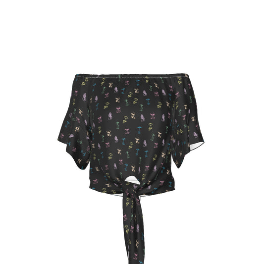 🍄 Enchanted Mycology: Bell Sleeve Blouse - Black