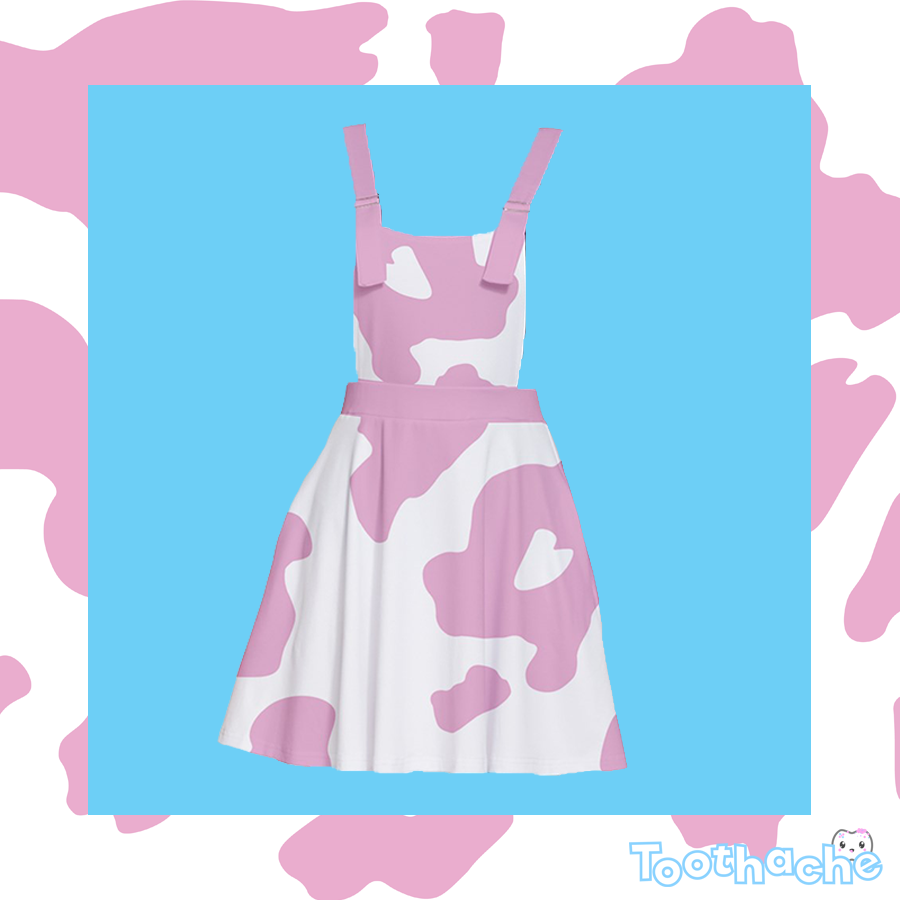 Cow Print Apron Dress in Pink